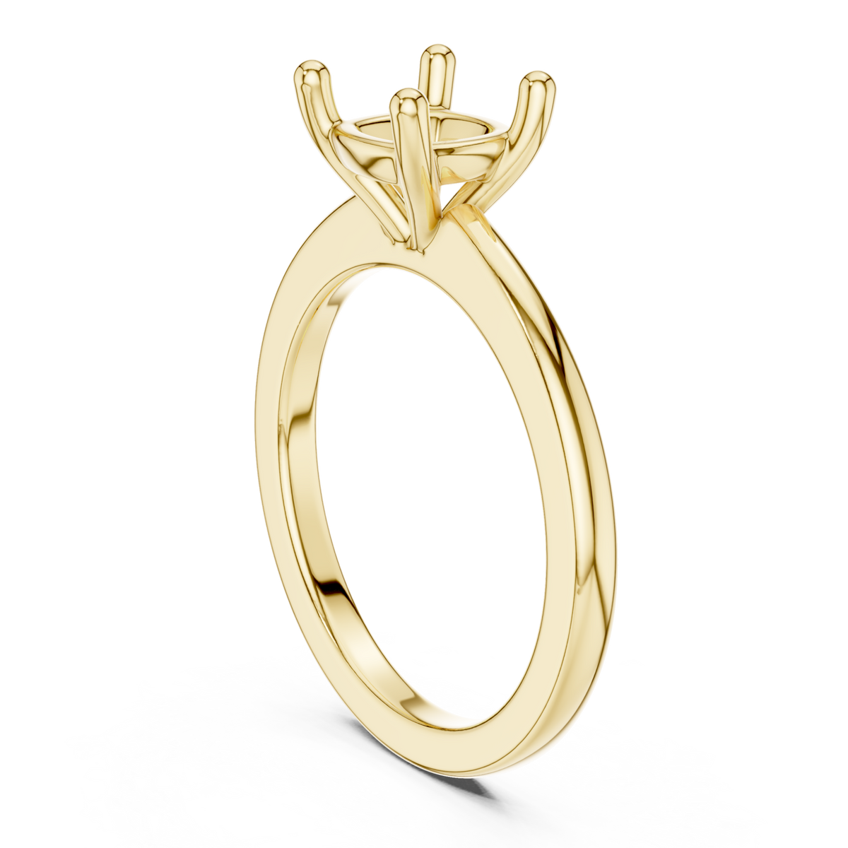 Cushion flat-edge solitaire engagement ring yellow gold front view