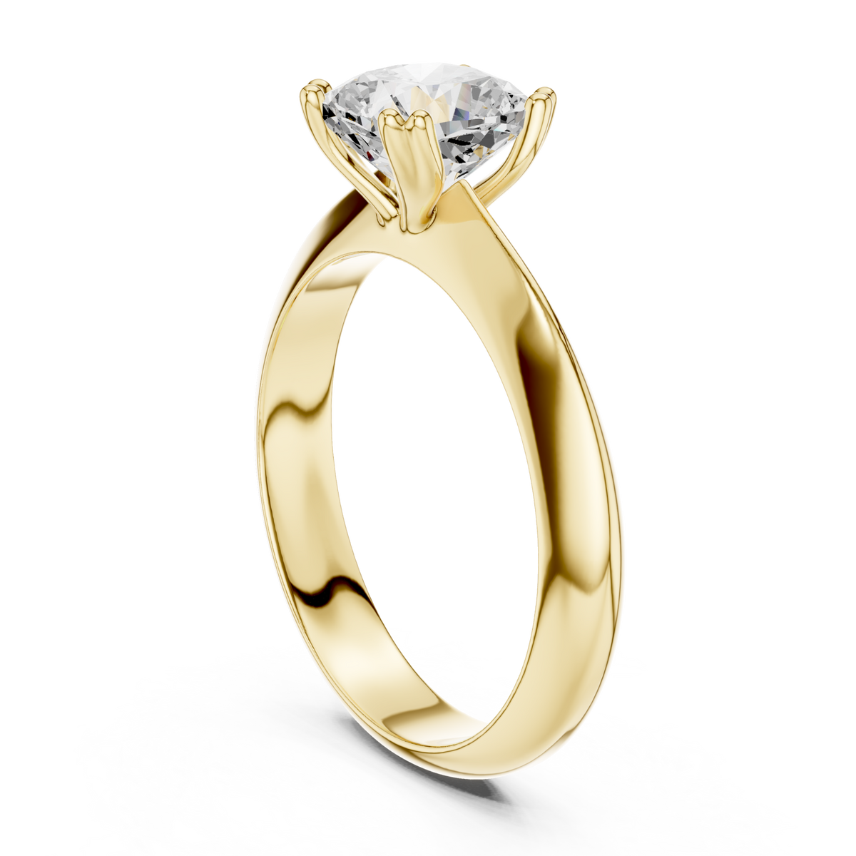 Cushion knife-edge solitaire engagement ring yellow gold front view