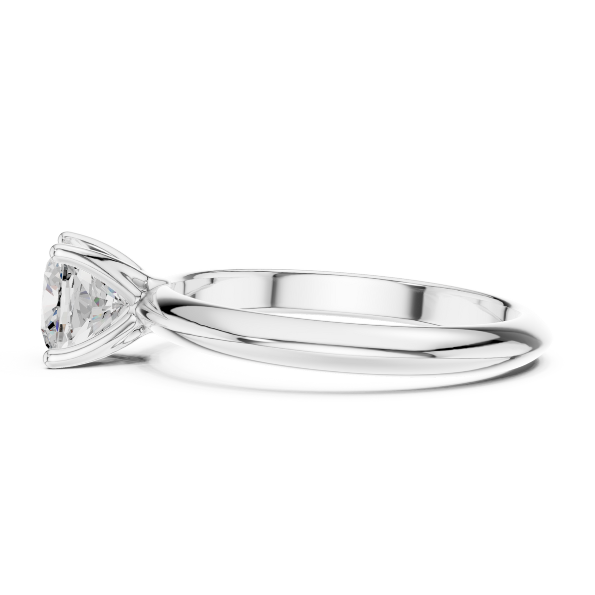Cushion petite solitaire engagement ring white gold side view