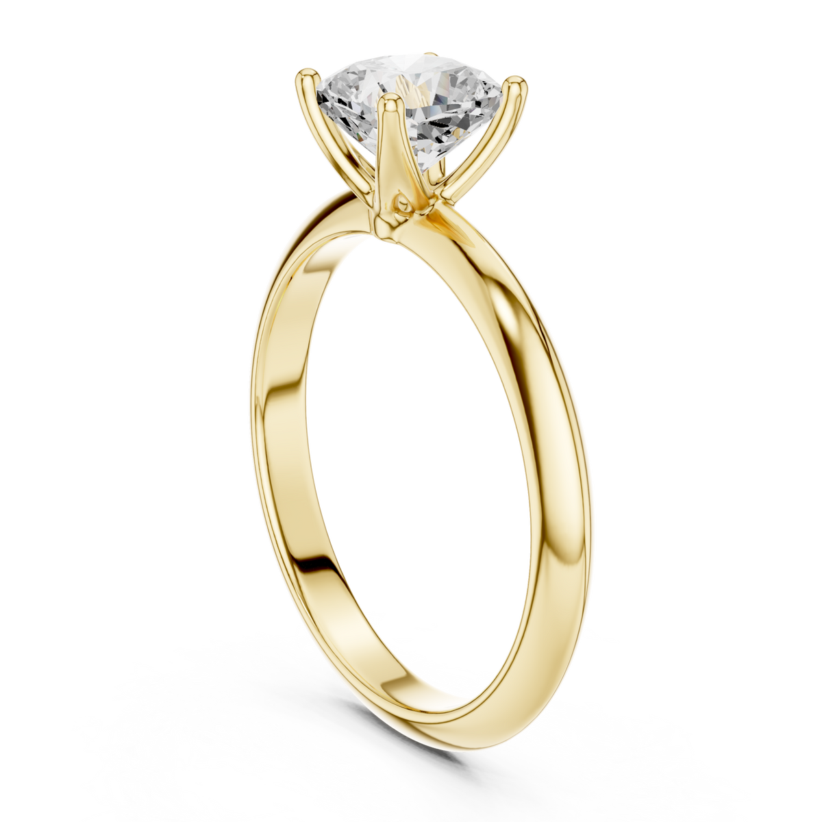 Cushion petite solitaire engagement ring yellow gold front view
