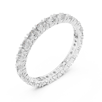 Cushion shared-prong slim full eternity band white gold front view