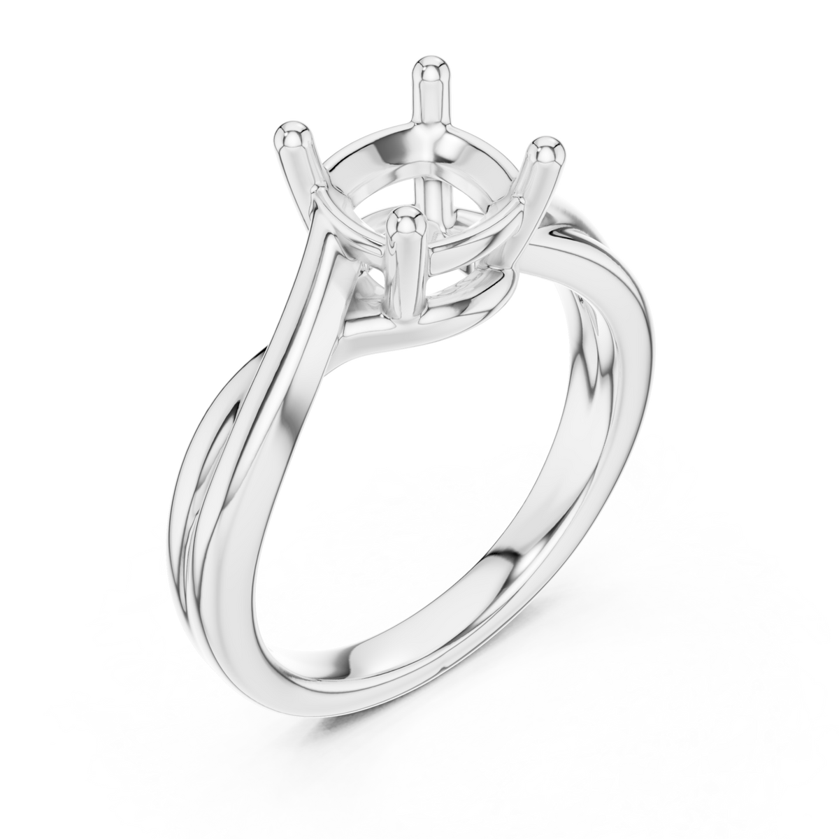 Cushion twist solitaire engagement ring white gold angle view