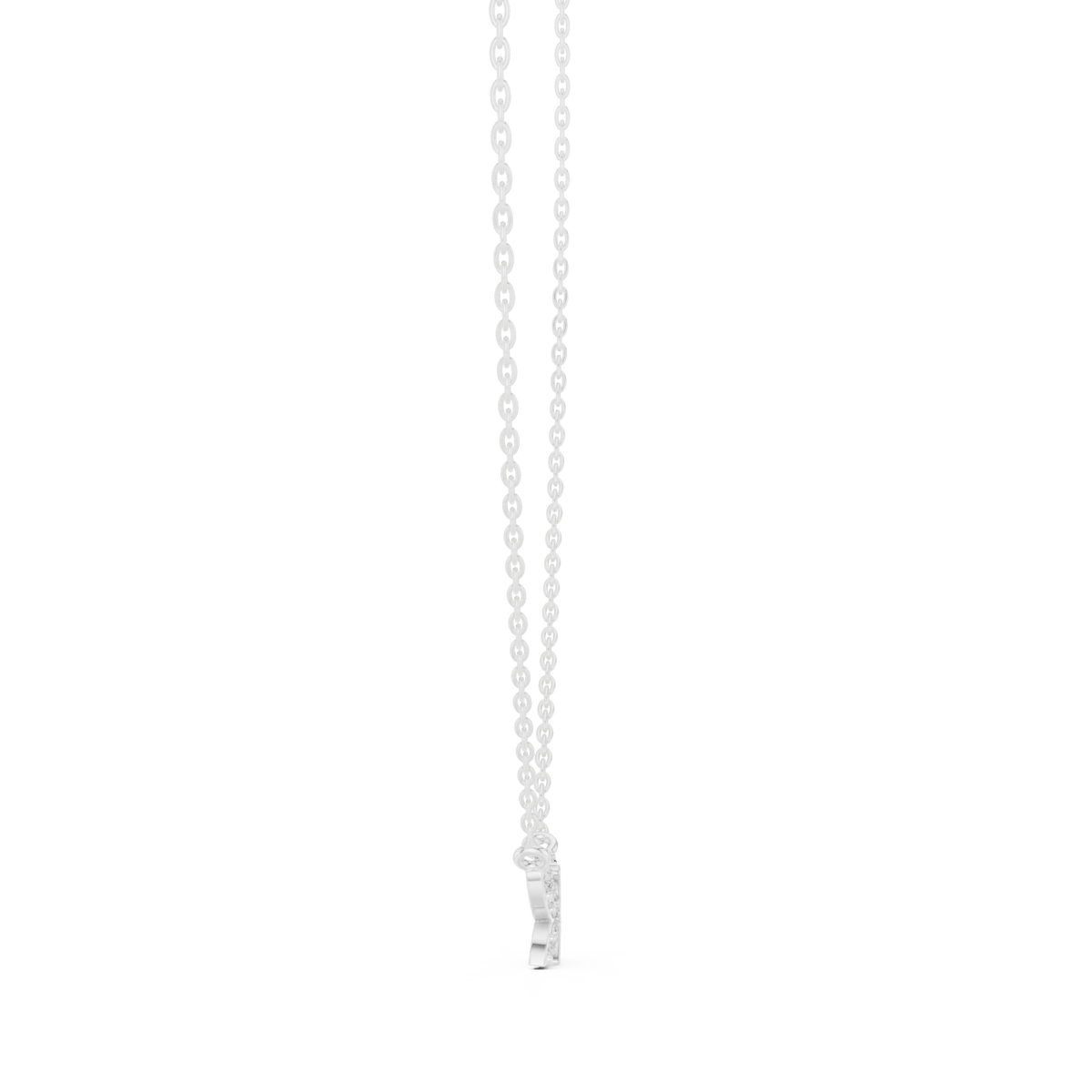 Diamond butterfly pendant white gold side view