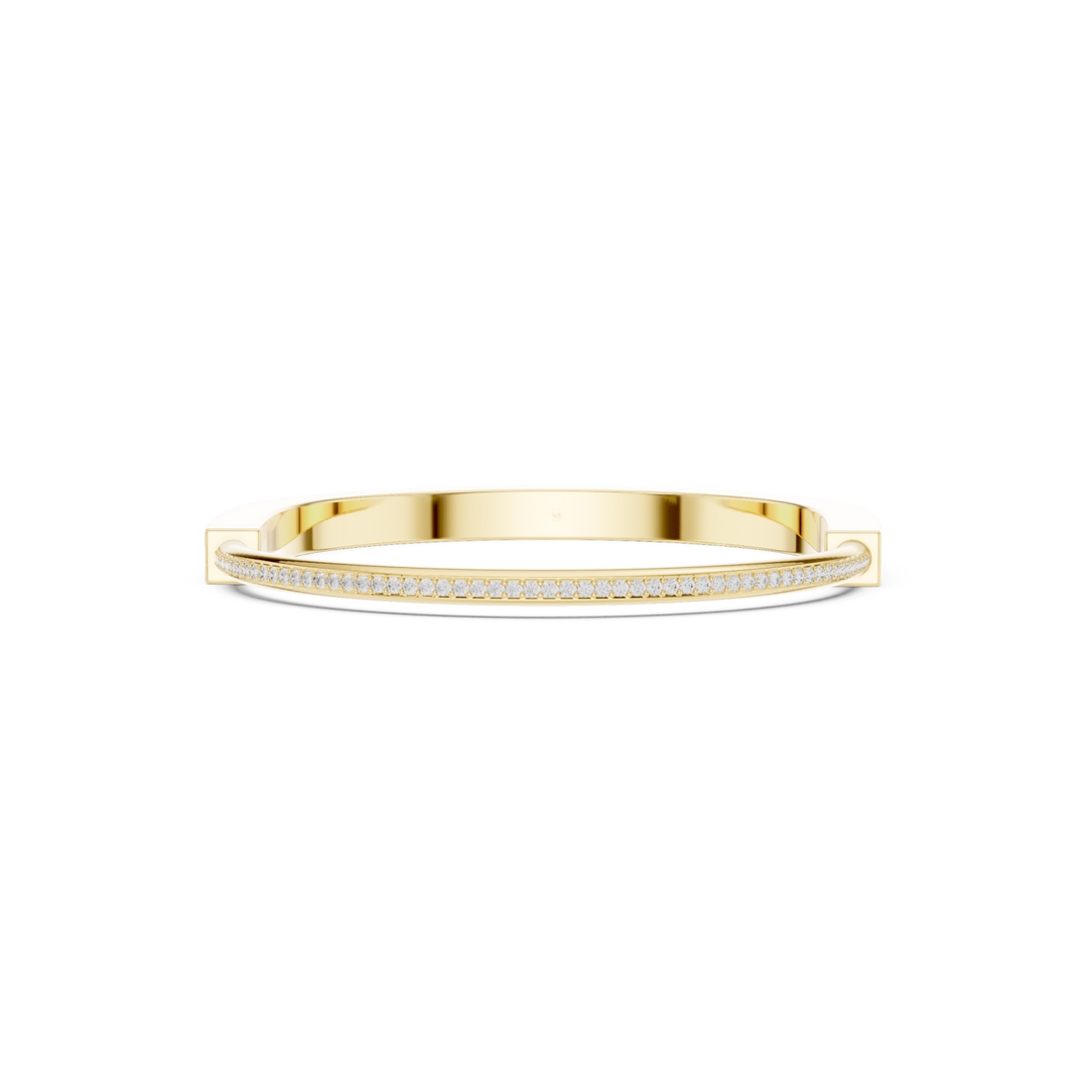 Gold Diamond Lock Bangle Front View