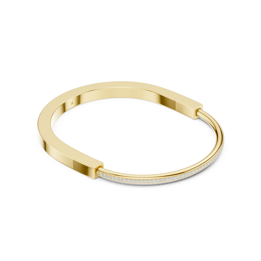 Gold Diamond Lock Bangle Front View