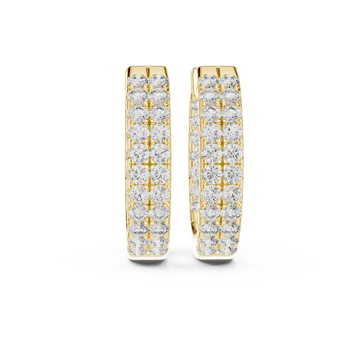  Gold Double-Row Pave Hoop Earrings Detail View