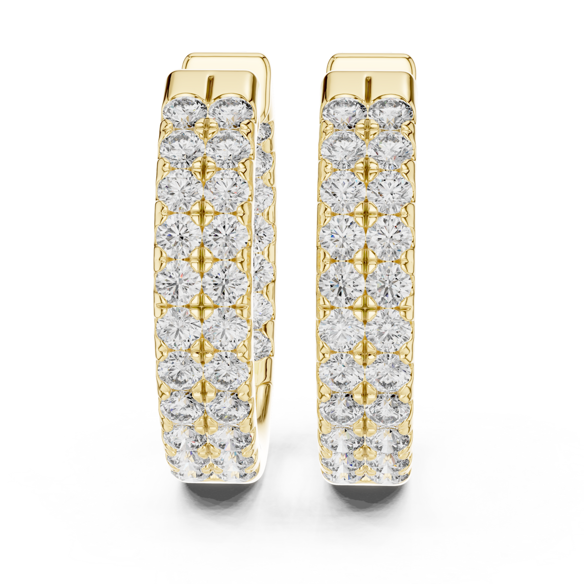  Gold Double-Row Pave Hoop Earrings Side View