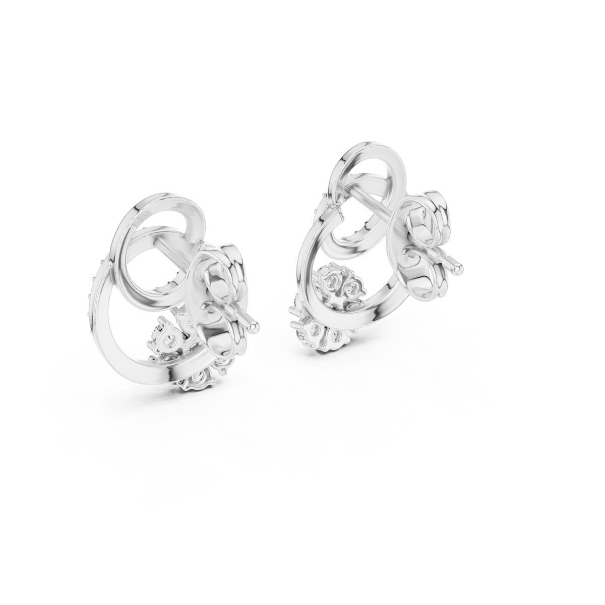  White Gold Double Circle and Floret Studs Angle View