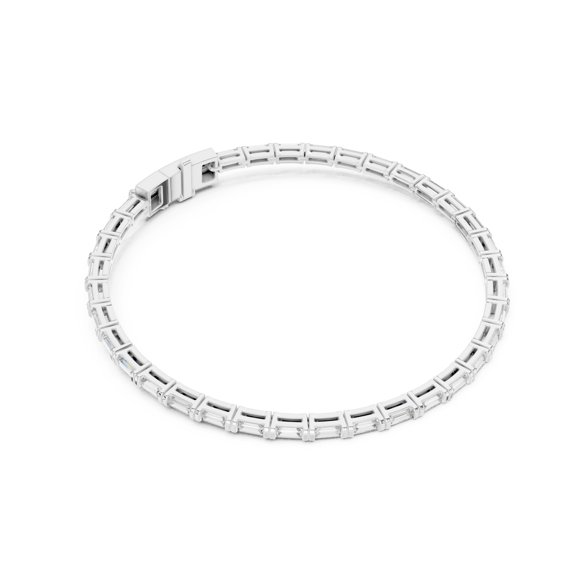  White Gold East-West Baguette Tennis Bracelet Side View
