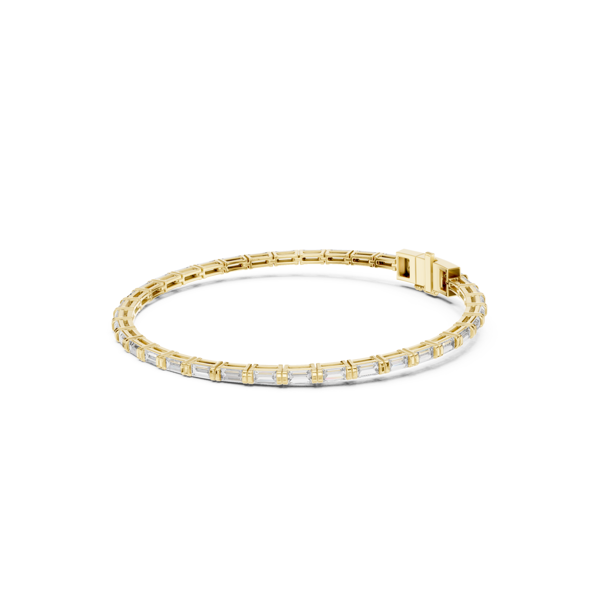 Gold East-West Baguette Tennis Bracelet Front View