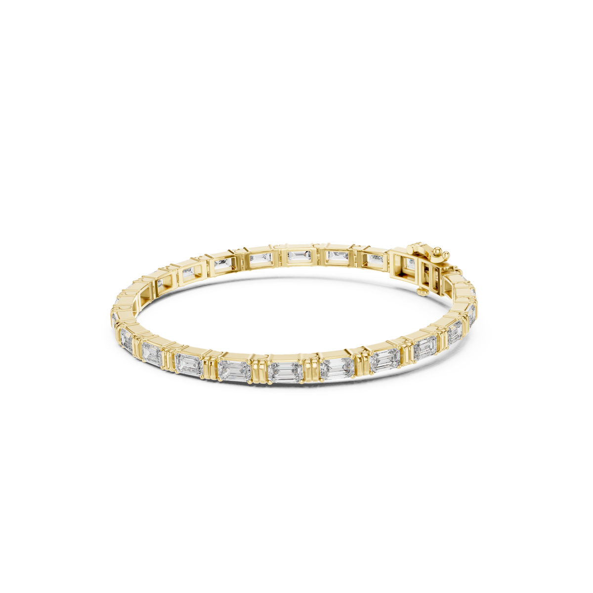 Gold East-West Emerald Tennis Bracelet Front View