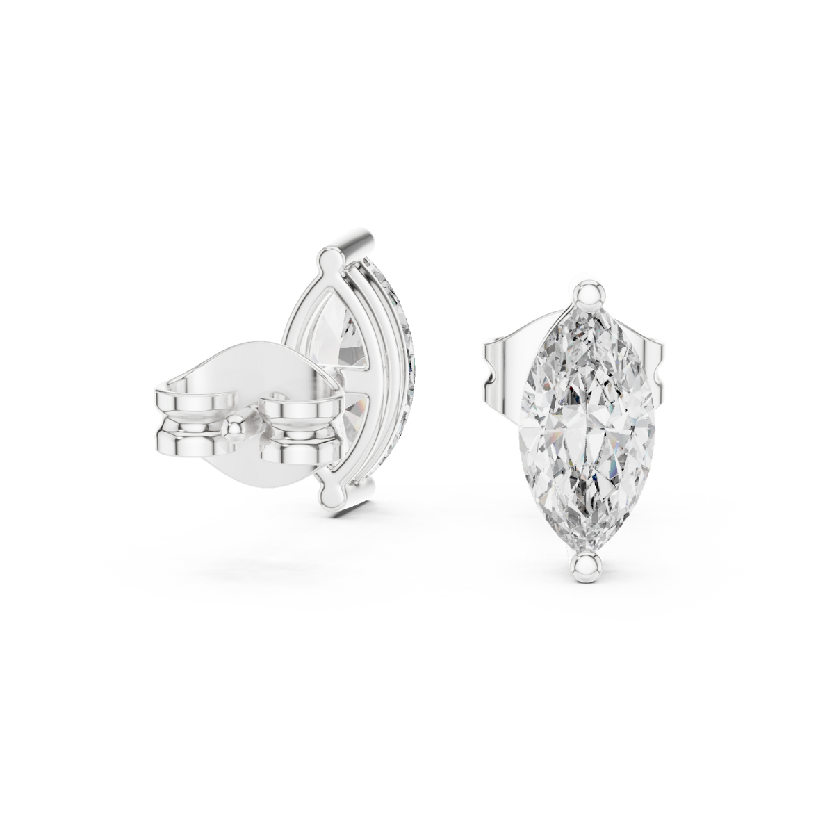  White Gold East-West Marquise Studs Front View