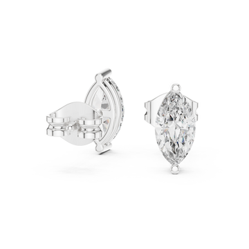  White Gold East-West Marquise Studs Front View
