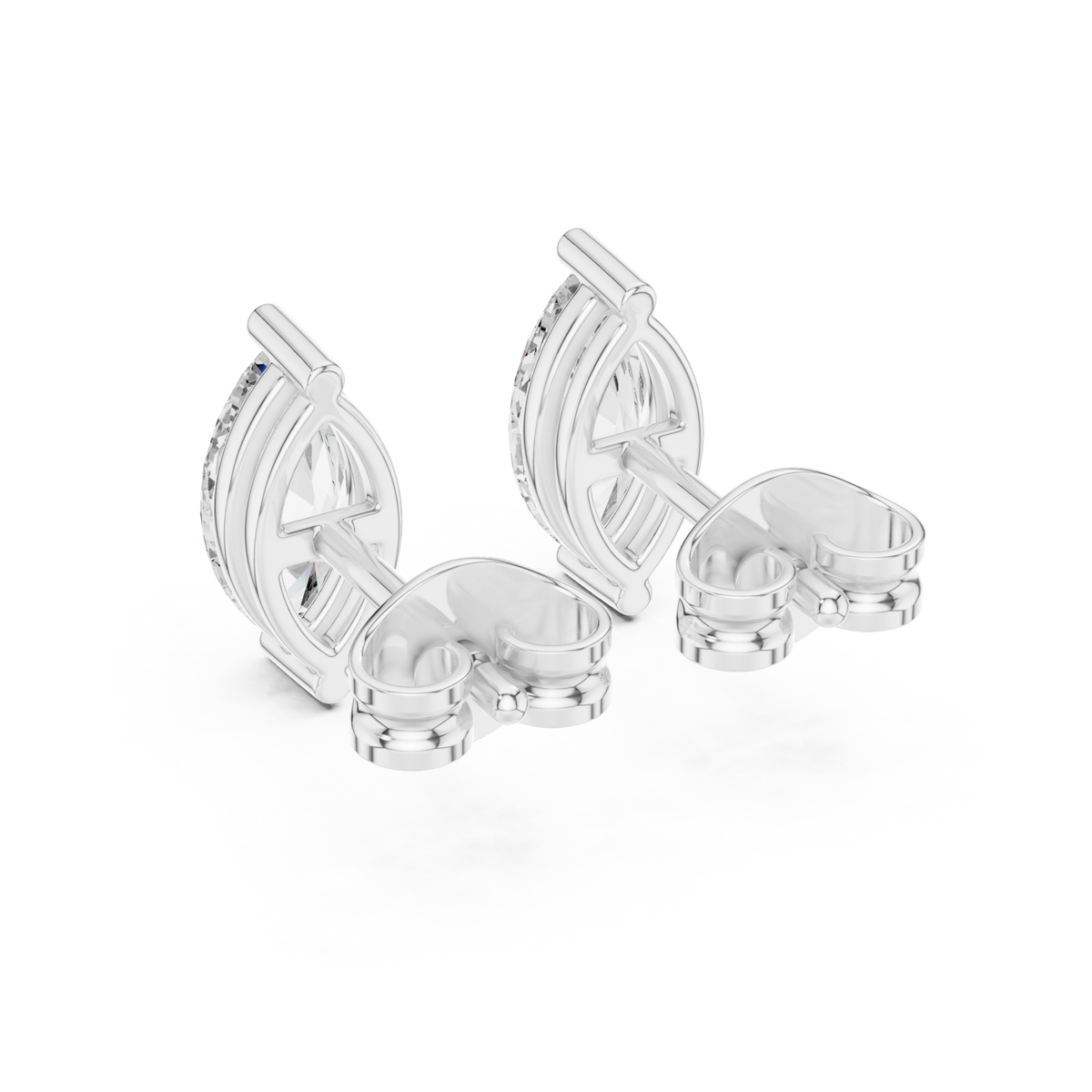  White Gold East-West Marquise Studs Side View