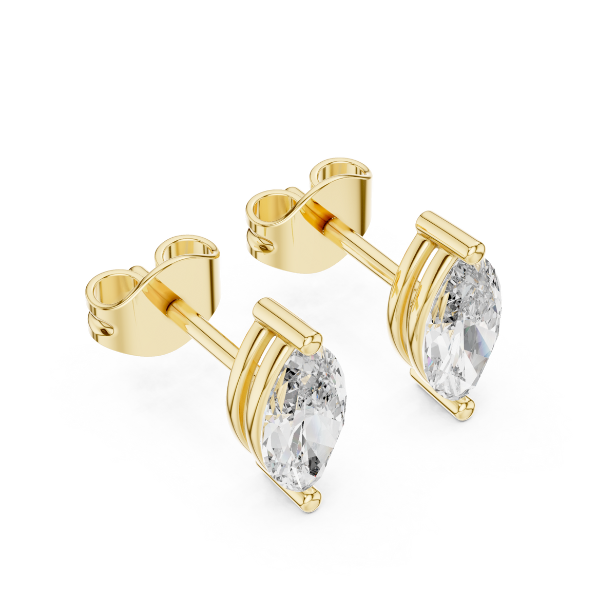  Gold East-West Marquise Studs Angle View