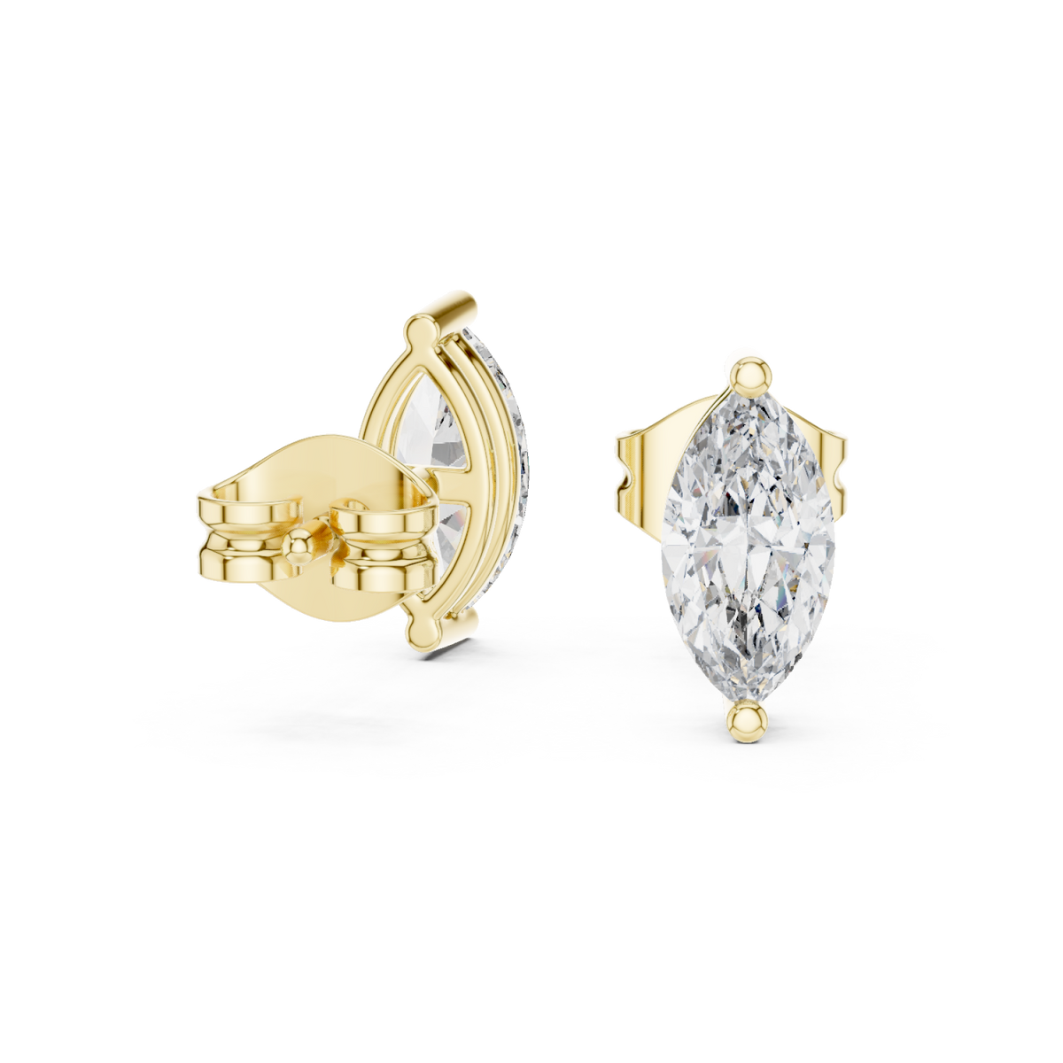 Gold East-West Marquise Studs Front View