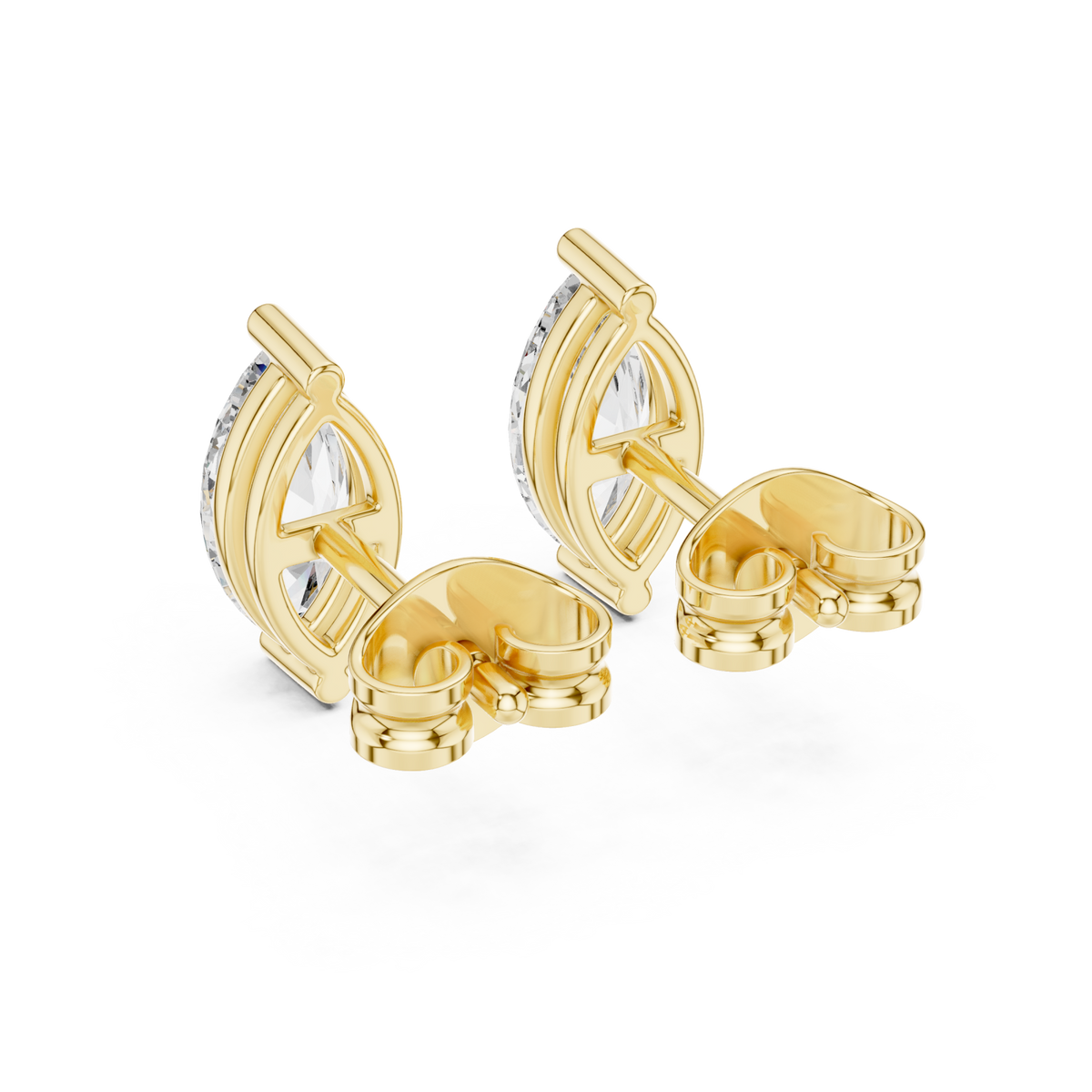  Gold East-West Marquise Studs Side View
