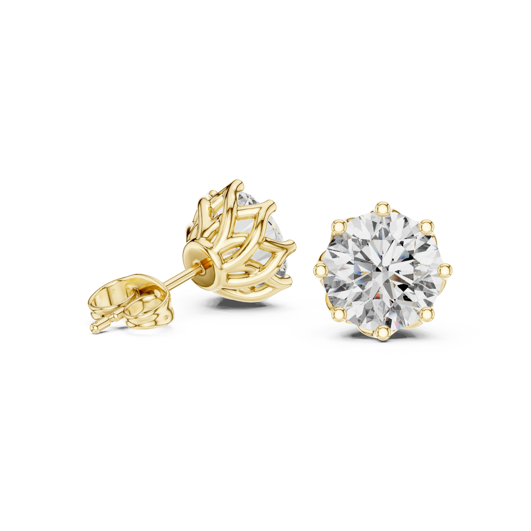 Eight-Prong Round Crown Studs