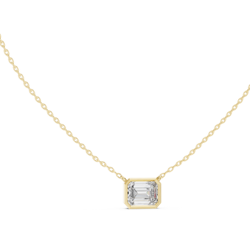 Emerald-cut bezel station necklace - large yellow gold front view