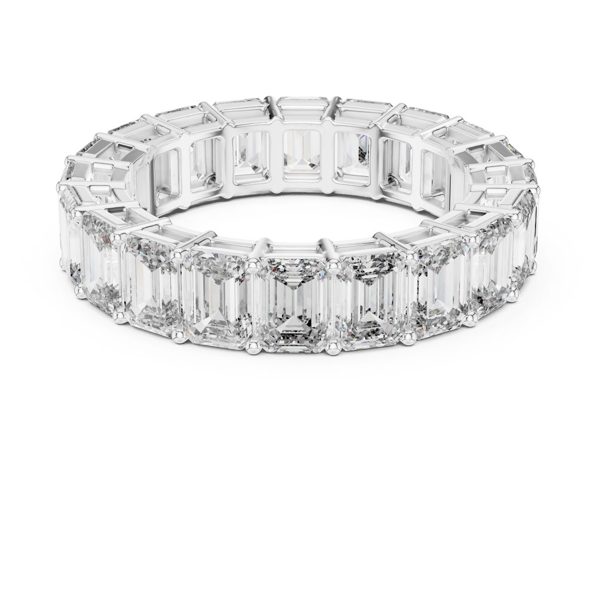 Emerald cut full eternity band white gold detail view