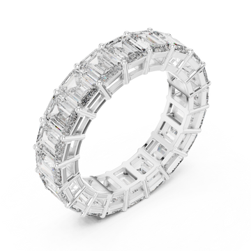 Emerald shared prong full eternity band white gold front view