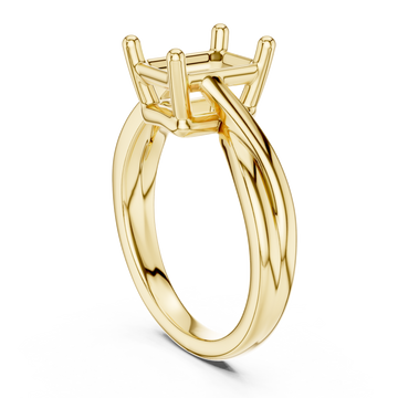 Emerald twist solitaire engagement ring yellow gold front view