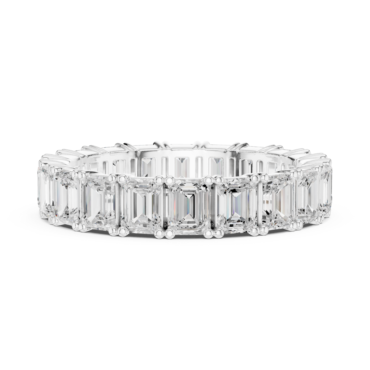  White Gold Upright Emerald-Cut Full Eternity Band Front View