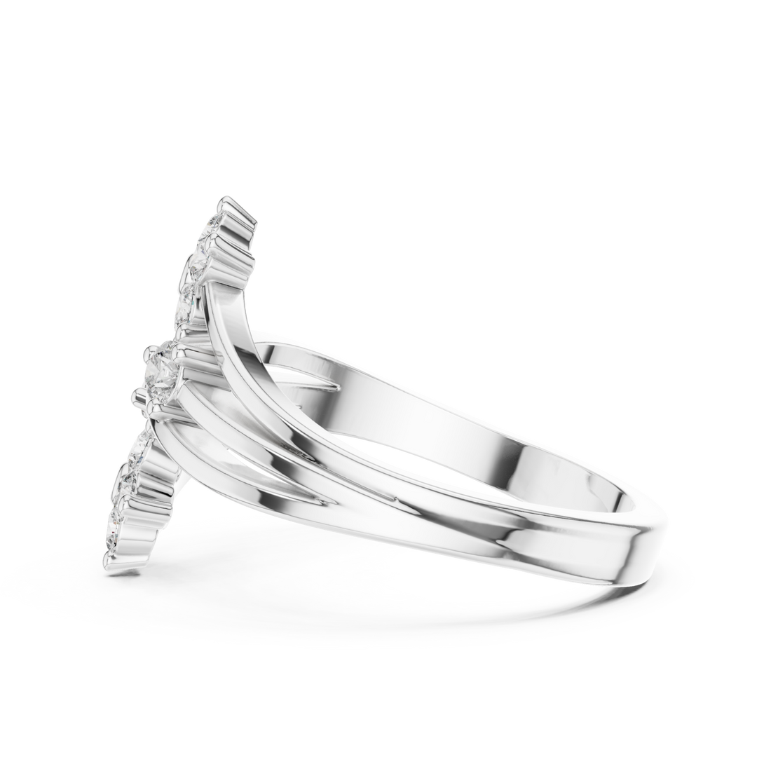 Floret duo open ring white gold front view