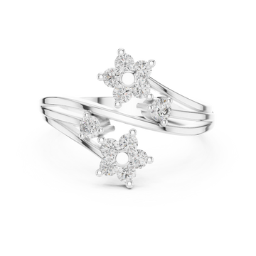 Floret duo open ring white gold detail view