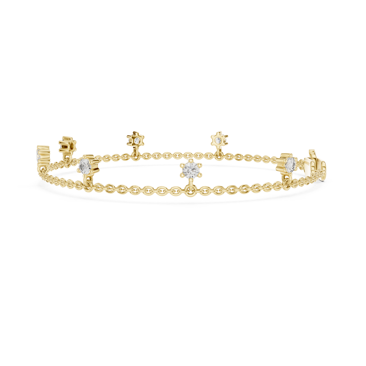  Gold Flower Station Chain Bracelet Angle View