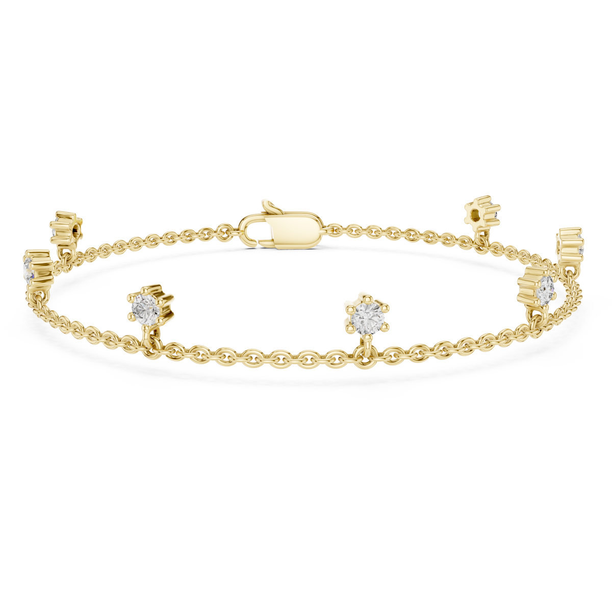  Gold Flower Station Chain Bracelet Detail View