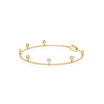 Gold Flower Station Chain Bracelet Front View