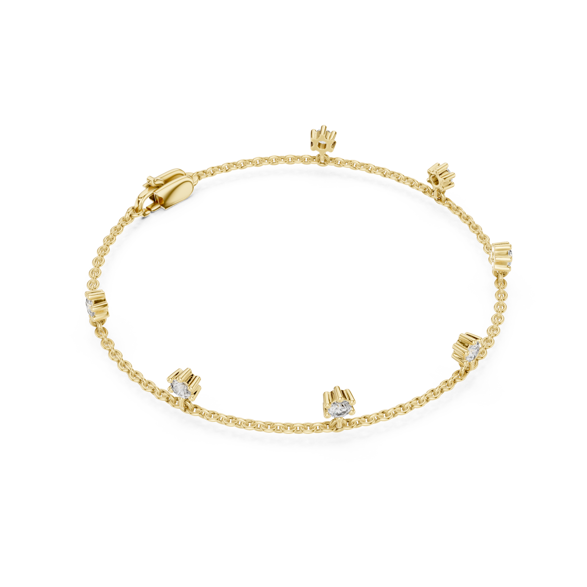  Gold Flower Station Chain Bracelet Side View
