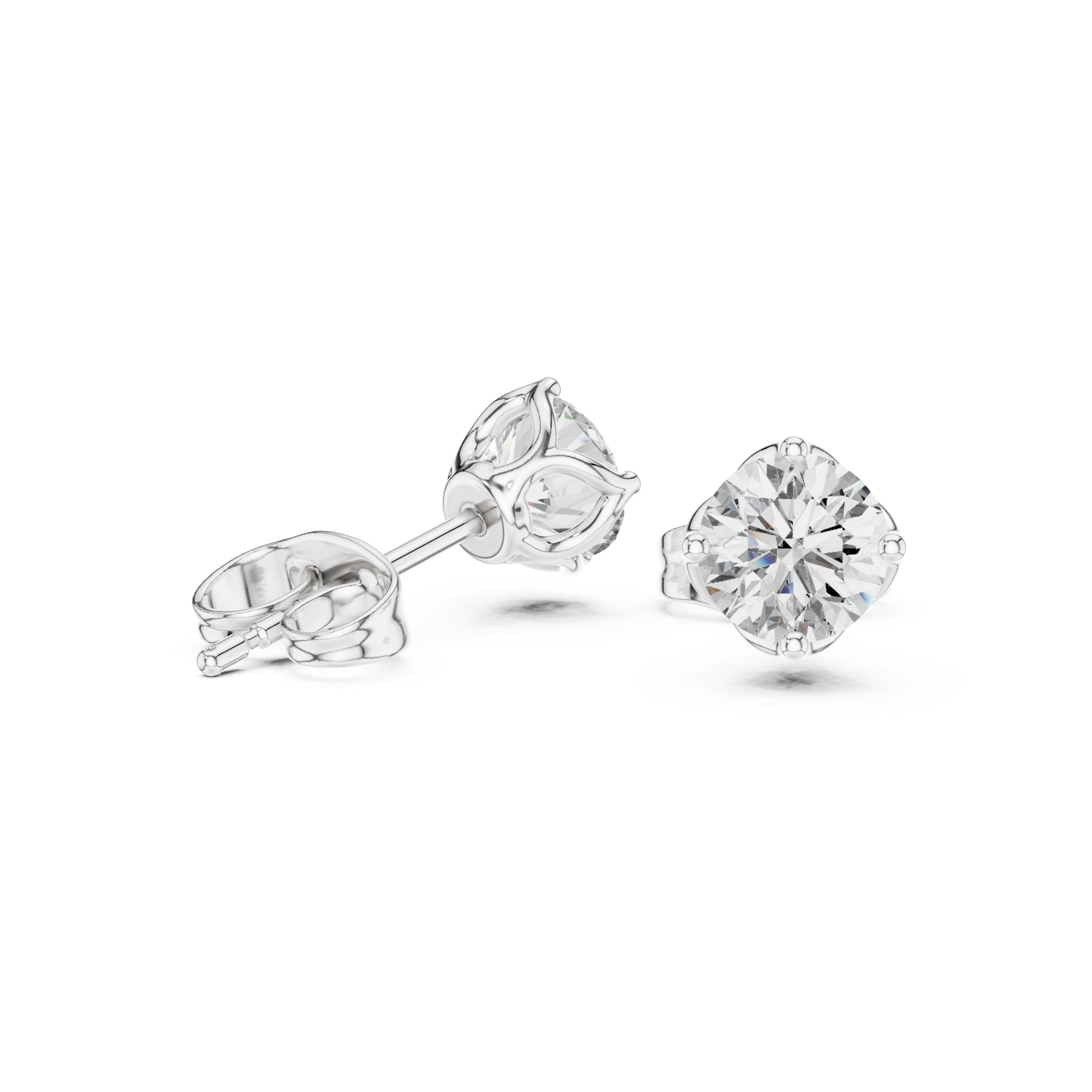 Four-Prong Round Crown Studs