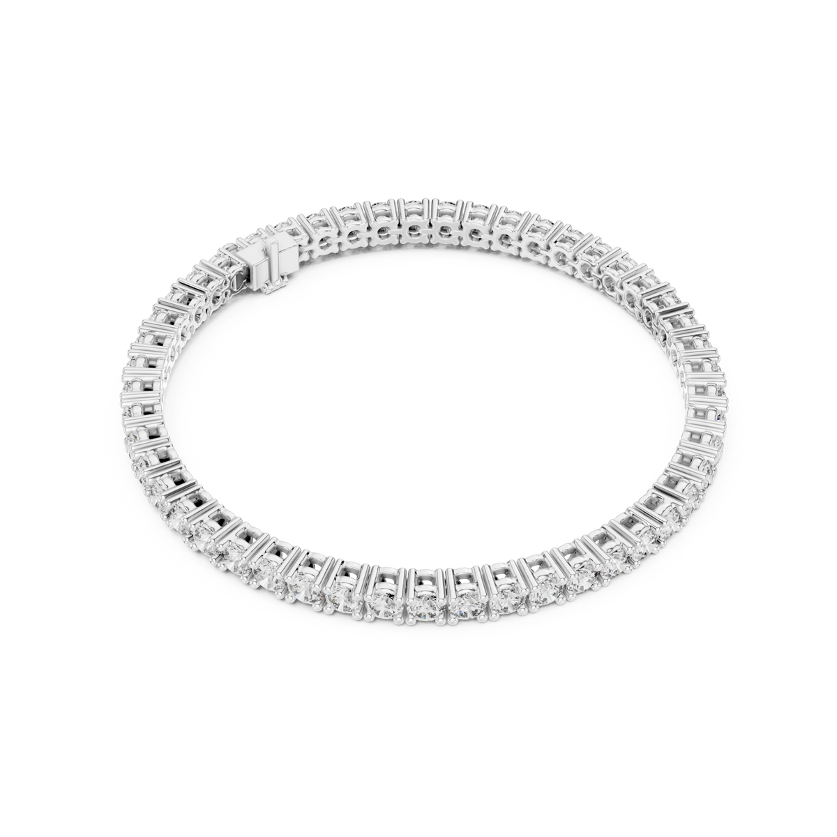  White Gold Luxe Open-Gallery Four-Prong Tennis Bracelet Side View