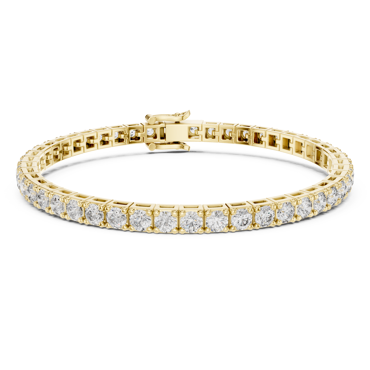  Gold Frame-Link Round Tennis Bracelet Detail View