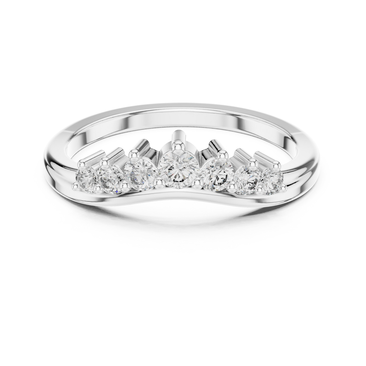 Graduated round crest contour ring white gold detail view