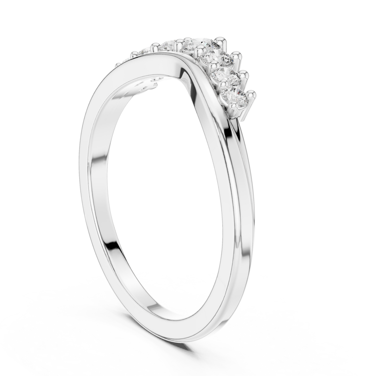 Graduated round crest contour ring white gold side view