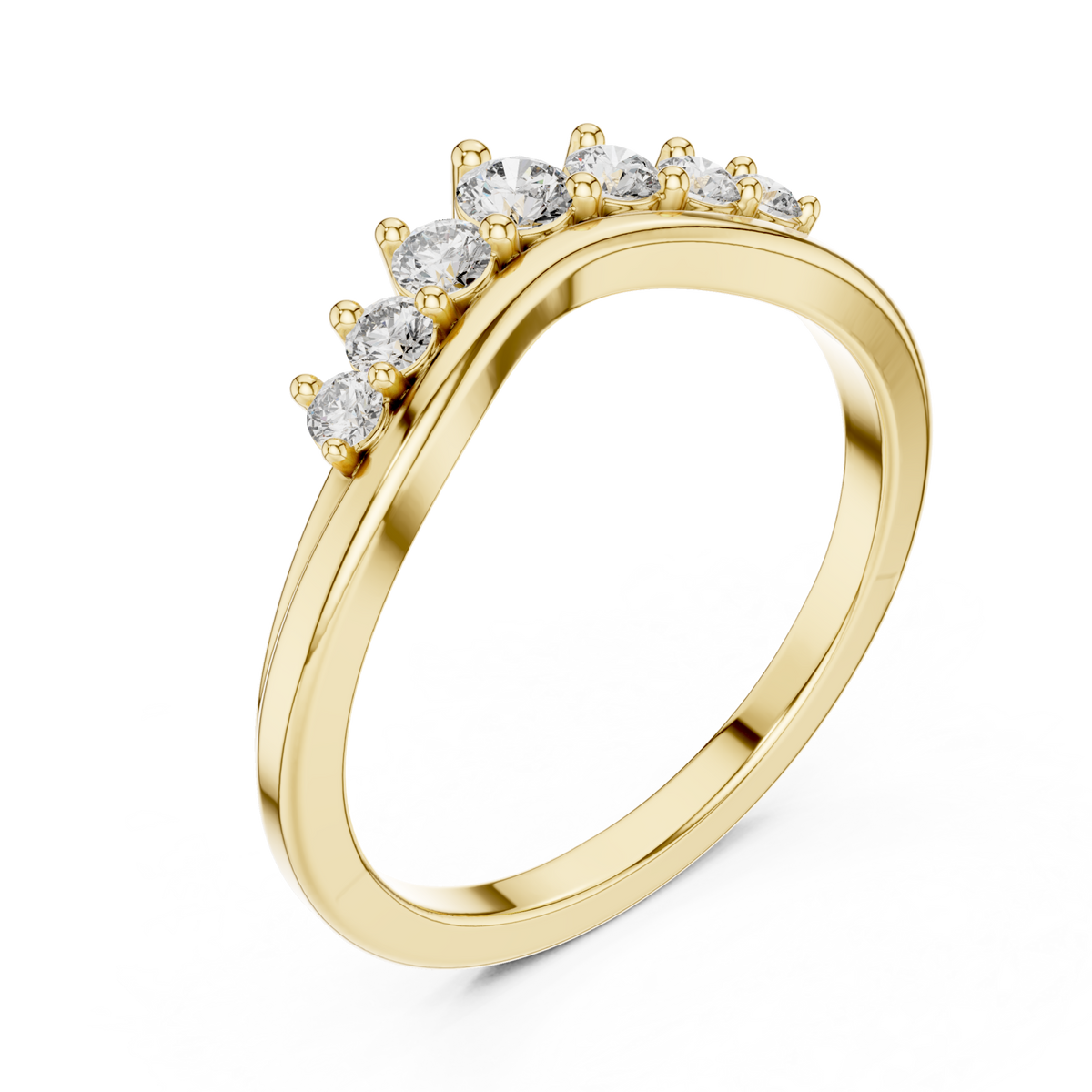 Graduated round crest contour ring yellow gold front view
