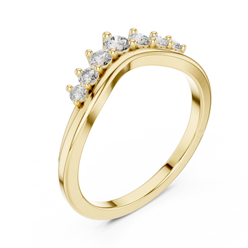 Graduated round crest contour ring yellow gold front view