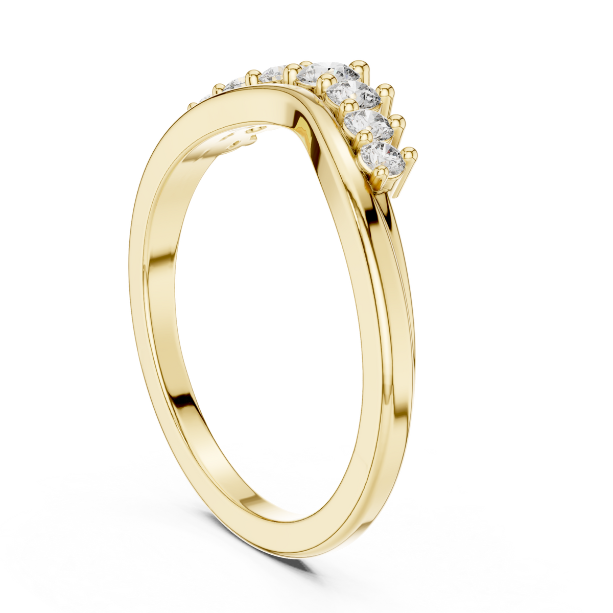 Graduated round crest contour ring yellow gold side view