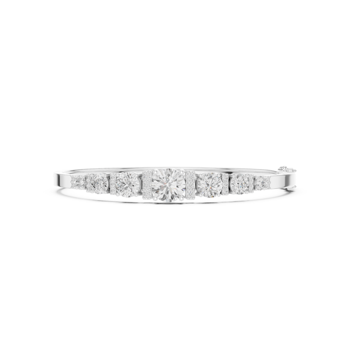  White Gold Graduated Round Pave Bangle Detail View