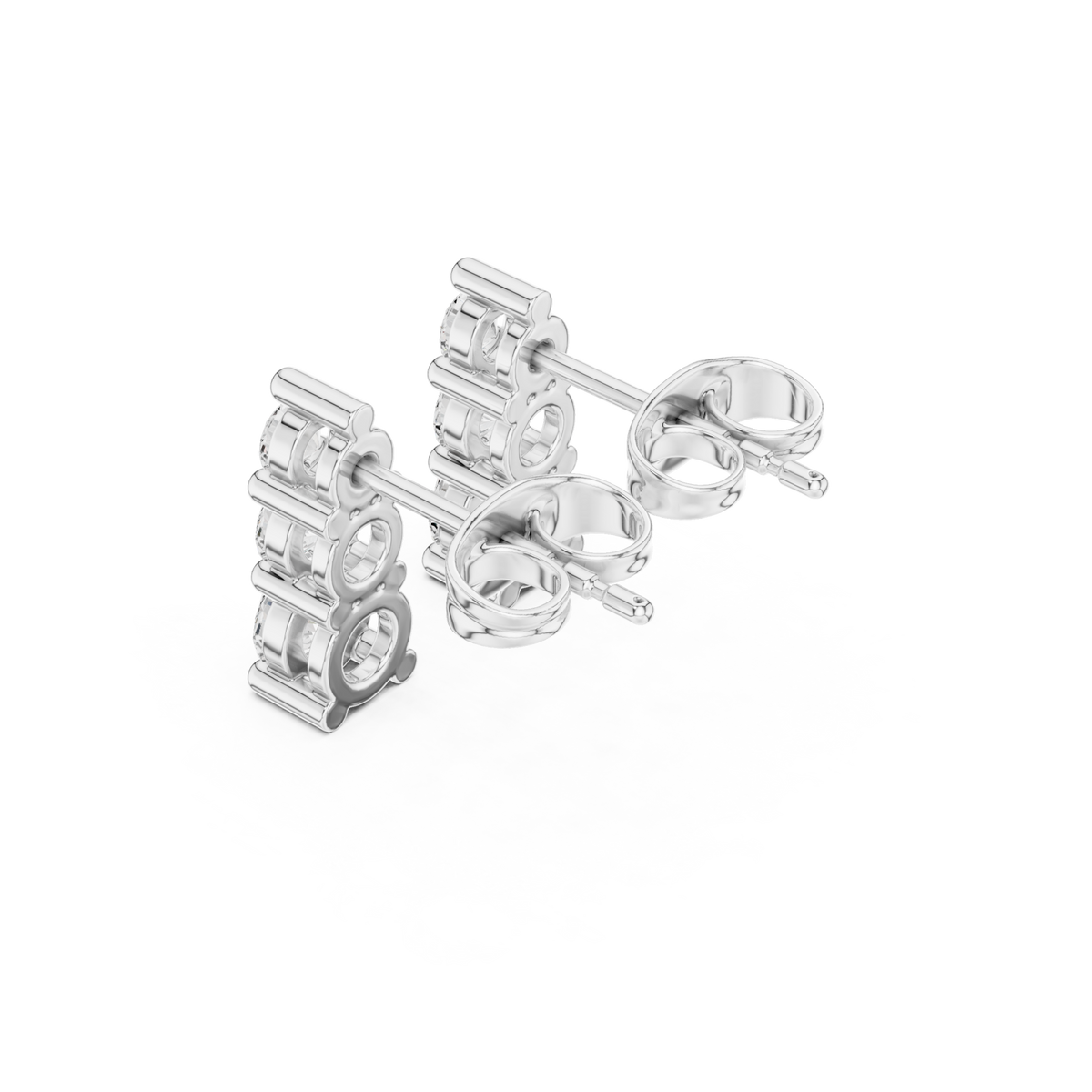  White Gold Graduated Round Trio Drops Angle View