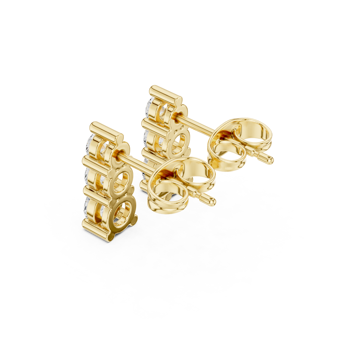  Gold Graduated Round Trio Drops Angle View