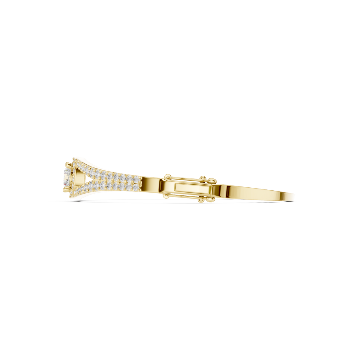  Gold Halo Eye Pave Bangle Angle View
