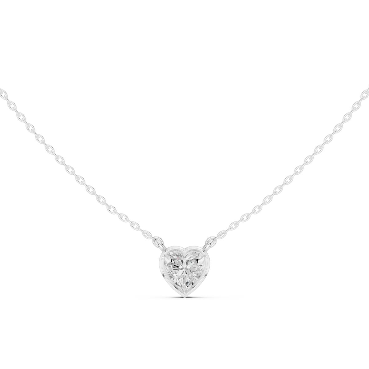 Heart bezel solitaire pendant white gold detail view