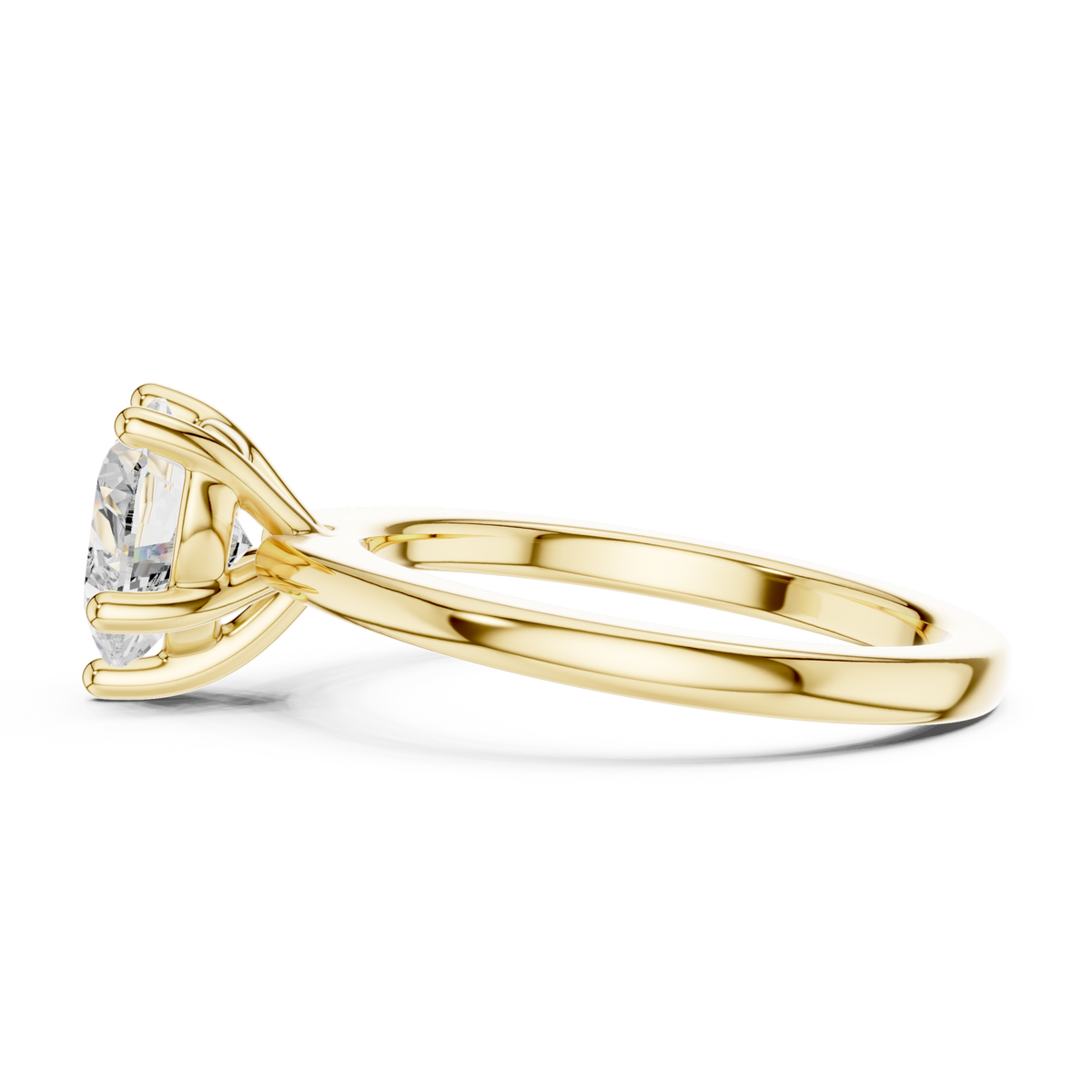 Heart flat-edge solitaire engagement ring yellow gold side view