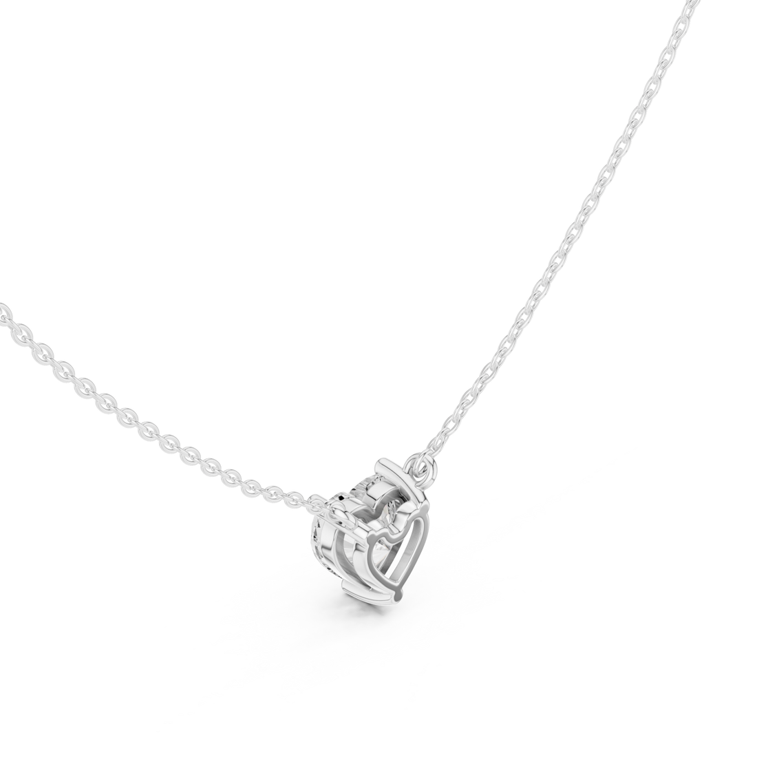 Heart floating solitaire pendant white gold front view