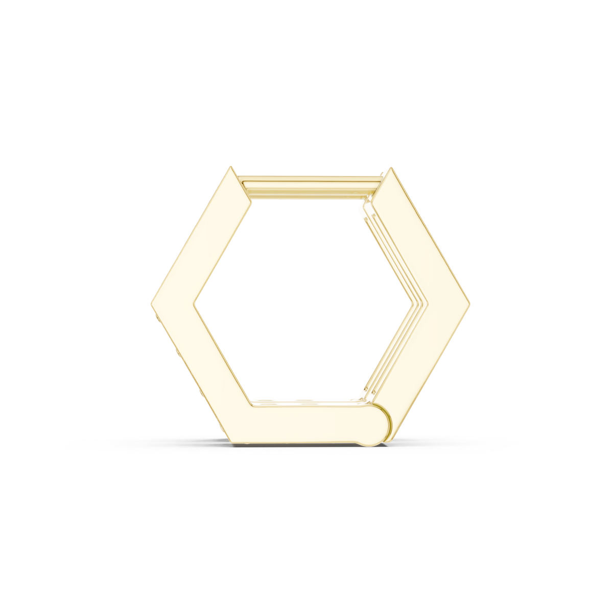  Gold Hexagon Diamond Huggie Hoops Angle View