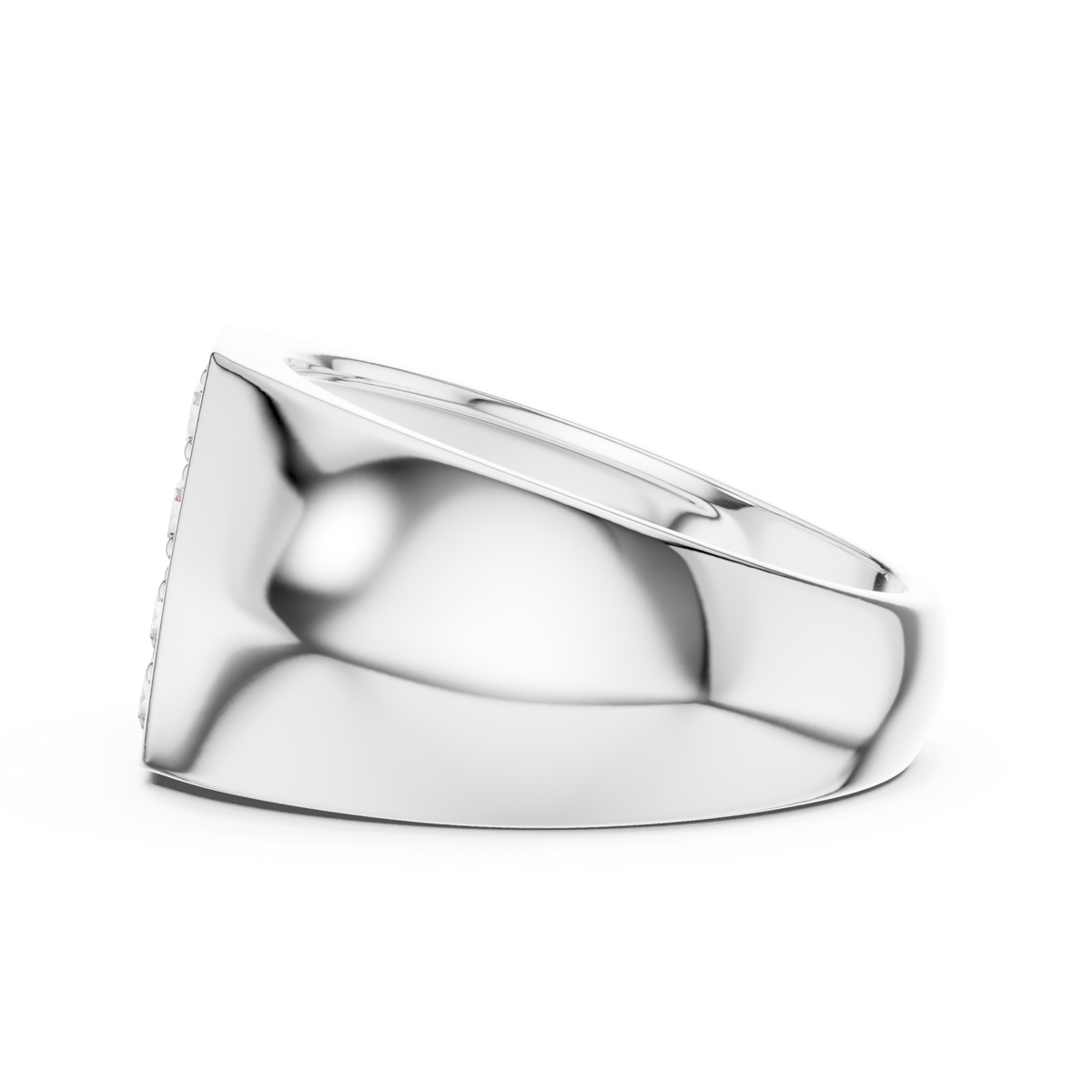  White Gold Hexagon Pave Face Dome Ring for Him Angle View